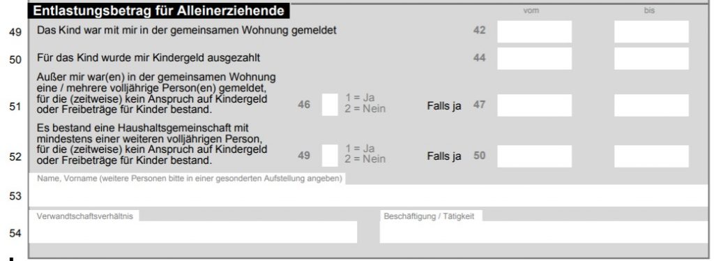 Entlastungsbeitrag Anlage Kind