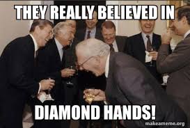 Alte reiche Männer lachen Diamond hands