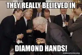 Alte reiche Männer lachen Diamond hands